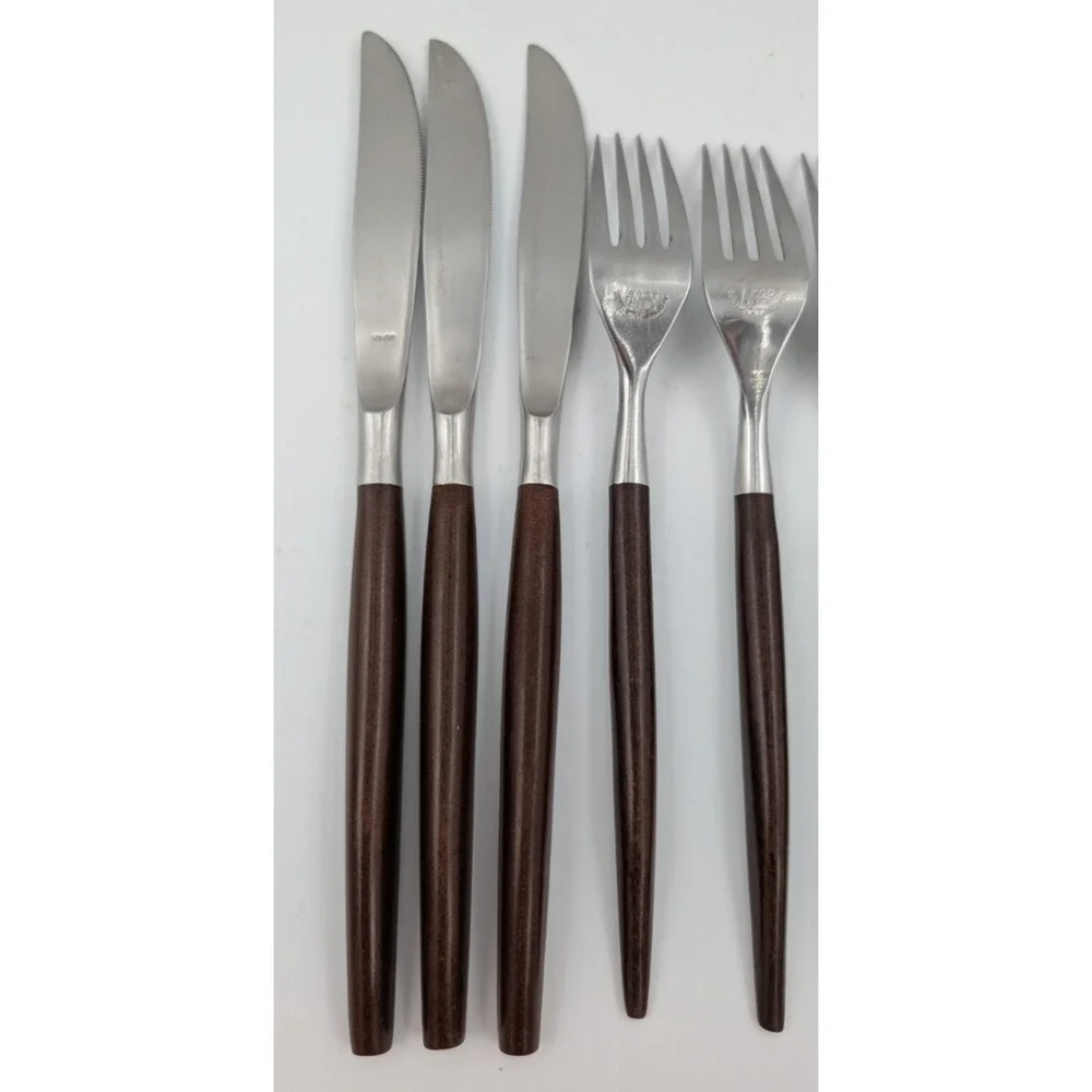 Epic Forged Stainless Brown Flatware MCM 10 Pieces Spoons Forks Knives